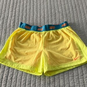 Nike Women's Neon Yellow Athletic Shorts